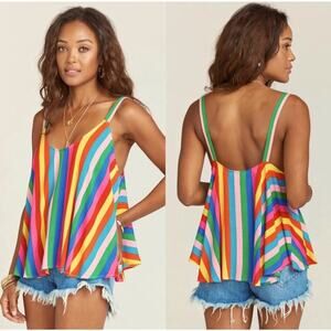 Show Me Your Mumu Striped Rainbow Tank Top Size XS 0619N